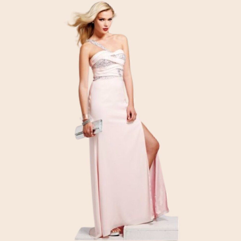 Faviana Couture Light Pink One Shoulder Gown Size 4